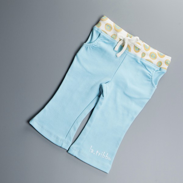 Pantalon Turquoise pour fille, élastique, coton biologique